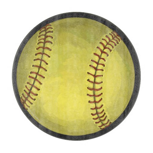 Painted Softball Art Cutting Board