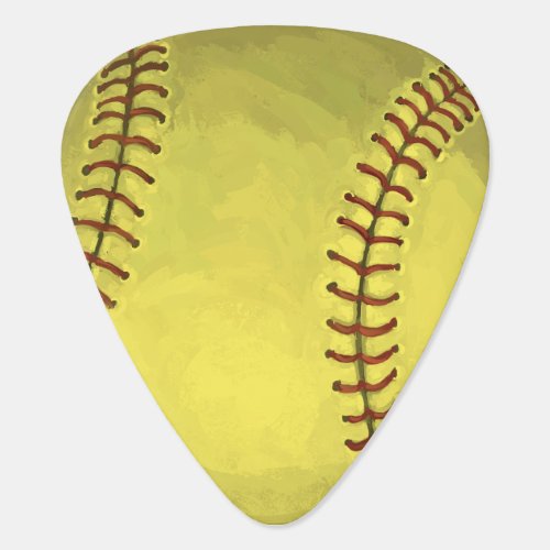 Painted Softball Art Guitar Pick