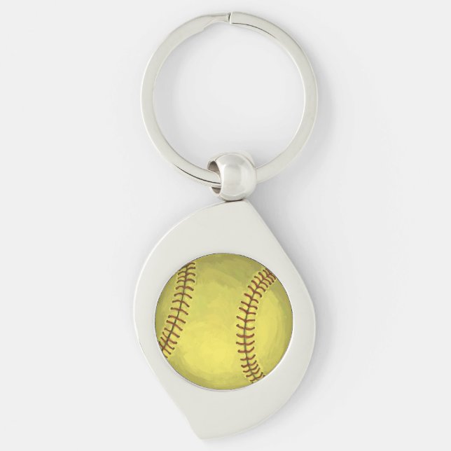 Painted Softball Art Keychain (Front)
