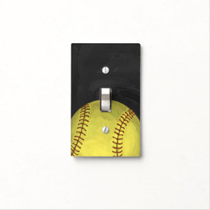 Painted Softball Art Light Switch Cover