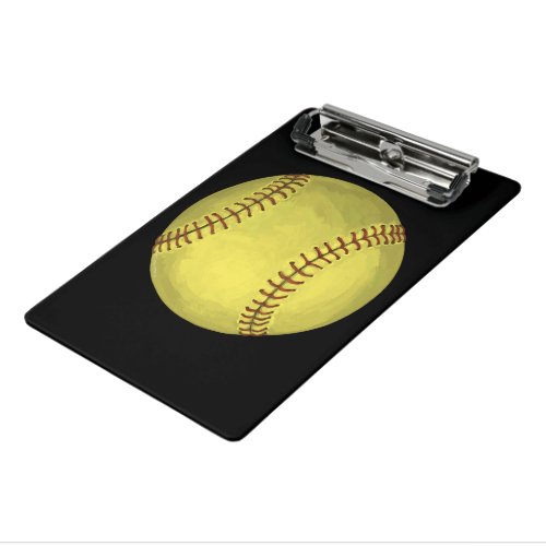 Painted Softball Art Mini Clipboard