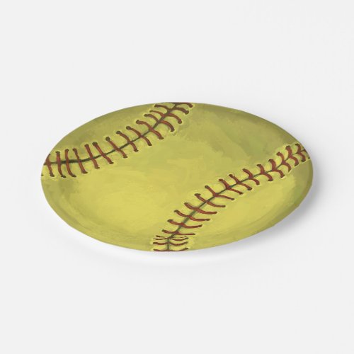 Painted Softball Art Paper Plates