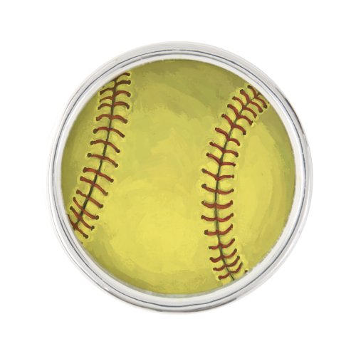 Painted Softball Art Pin