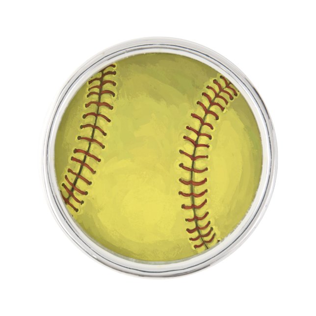 Painted Softball Art Pin (Front)