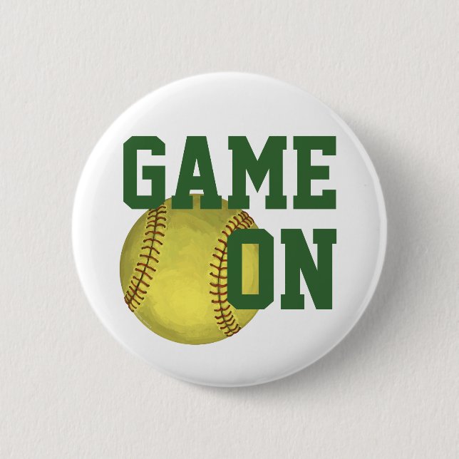 Painted Softball Art Pinback Button (Front)