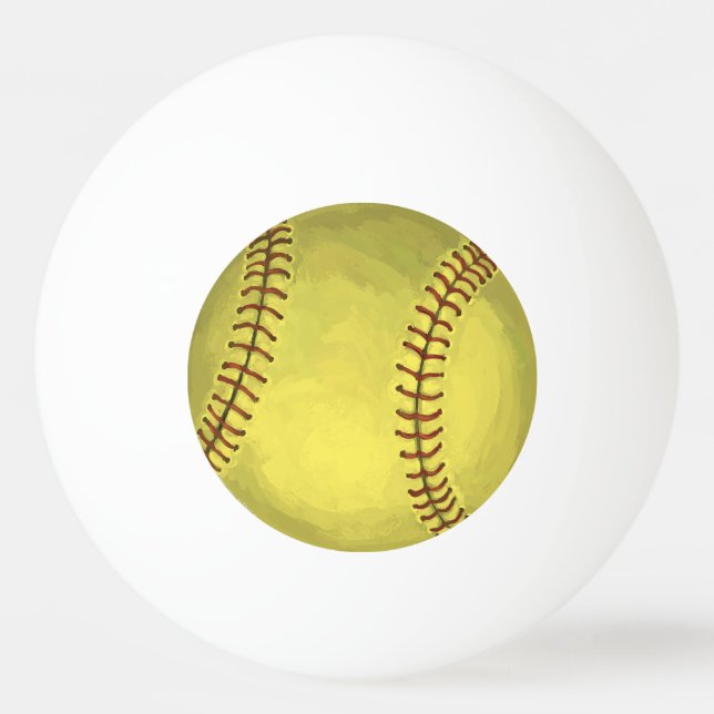 Painted Softball Art Ping-Pong Ball (Back)
