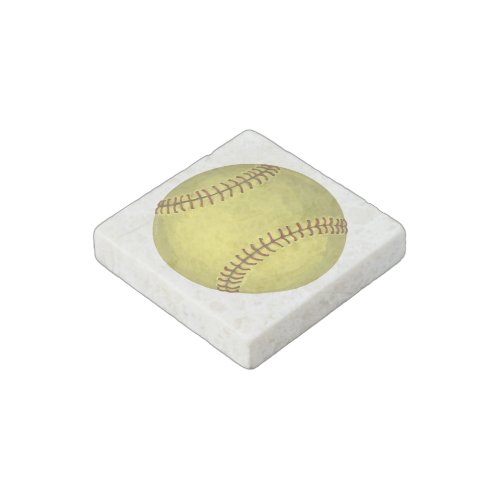 Painted Softball Art Stone Magnet