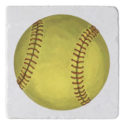 Painted Softball Art Trivet