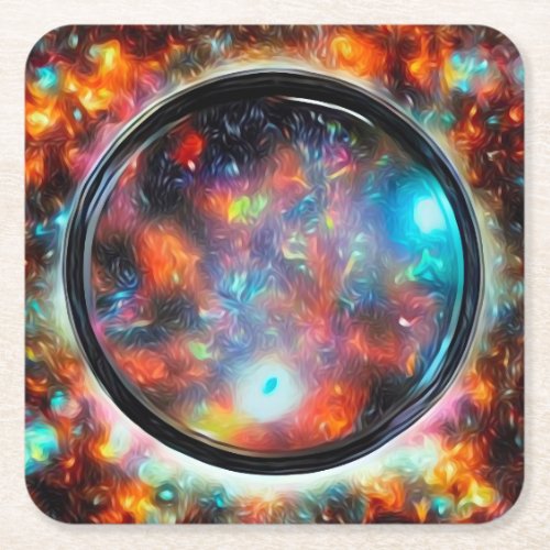 Painted Space Circle Square Paper Coaster