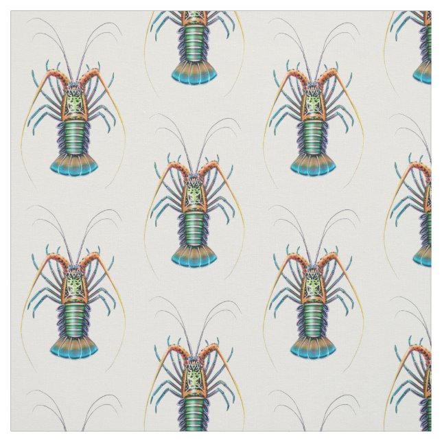 Painted Spiny Lobster Art Fabric (Swatch)