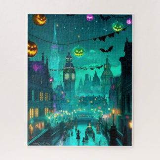 PAINTED SPOOKY HALLOWEEN SCENE C1900 JIGSAW PUZZLE