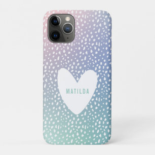 Painted spot + heart pastel gradient personalized iPhone 11 pro case