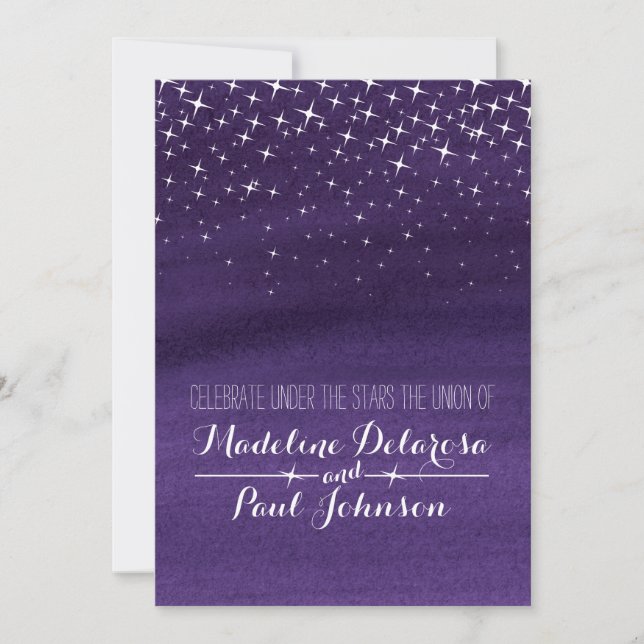 Painted star night sky starry wedding invitation (Front)