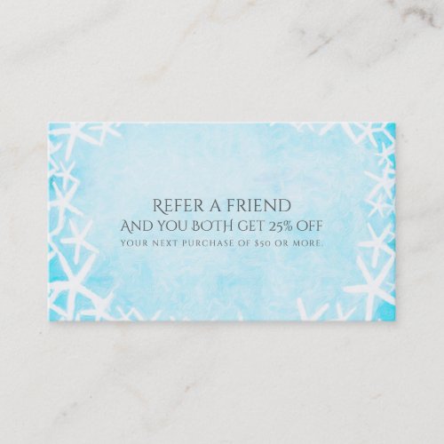 Painted Starfish Aqua Blue Beach Refer a Friend Referral Card
