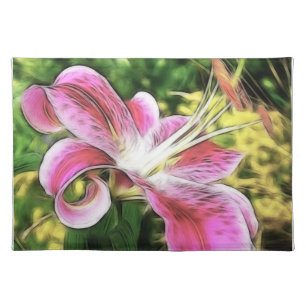 Painted Stargazer Lily Floral Placemat