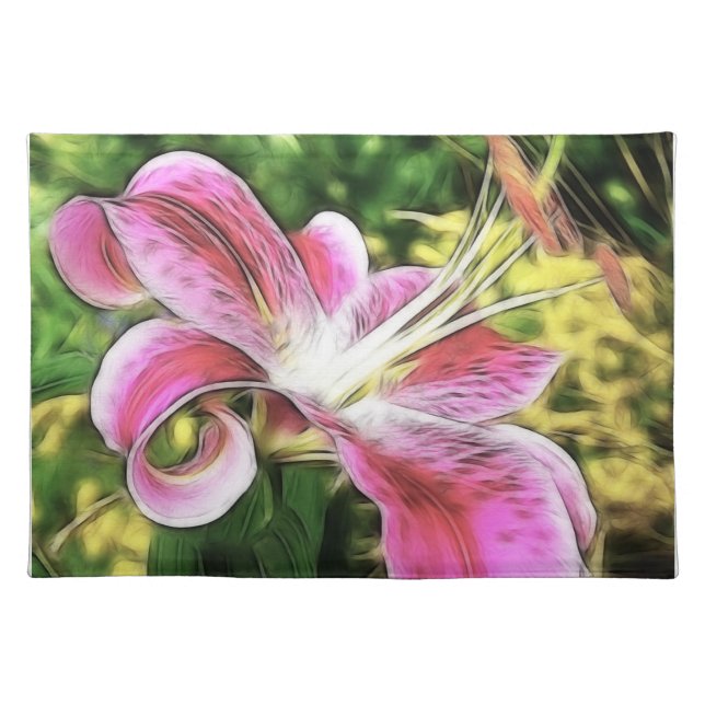Painted Stargazer Lily Floral Placemat (Front)