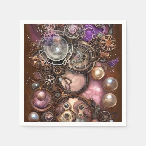Painted Steampunk Elements Collage 1 Napkins