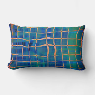 painted stripes and funky lines dark blue modern lumbar pillow