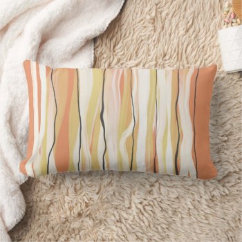 Painted Stripes And Lines Orange And Cream Modern  Lumbar Pillow by annpowellart at Zazzle