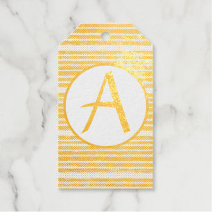 PAINTED STRIPES GOLD Foil Gift Tag DIY INITIAL
