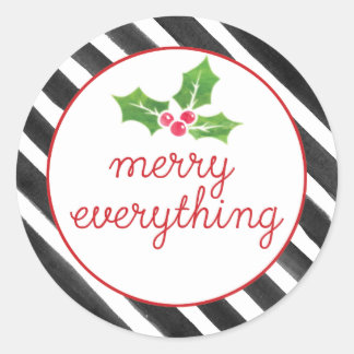 Painted Stripes Merry Everything Classic Round Sticker