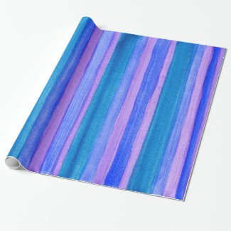 Painted Stripes: Turquoise, Blue, Violet Wrapping Paper