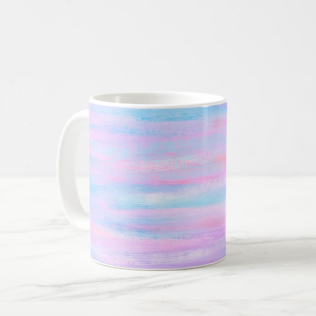 Painted Stripes Turquoise Pink Purple Coffee Mug (Front Left)