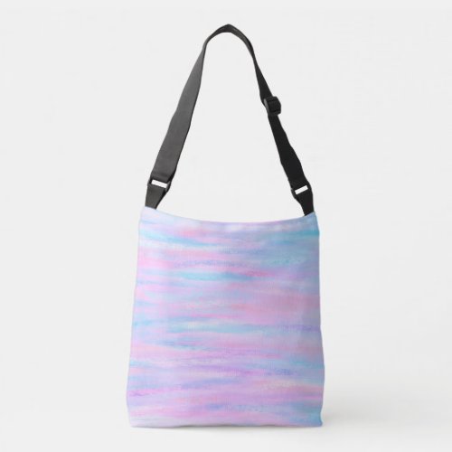 Painted Stripes Turquoise Pink Purple Crossbody Bag