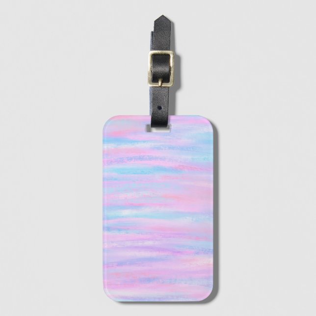 Painted Stripes Turquoise Pink Purple Luggage Tag (Front Vertical)