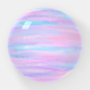 Painted Stripes Turquoise Pink Purple Paperweight