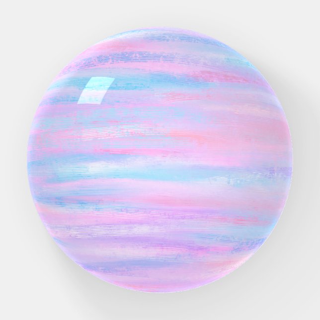 Painted Stripes Turquoise Pink Purple Paperweight (Front)