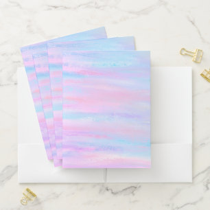 Painted Stripes Turquoise Pink Purple Pocket Folder