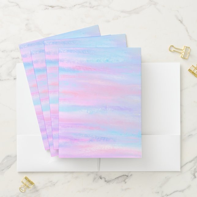 Painted Stripes Turquoise Pink Purple Pocket Folder (In Situ)