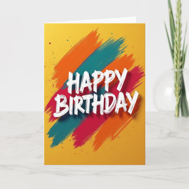 Painted Strokes Birthday Card (Front)