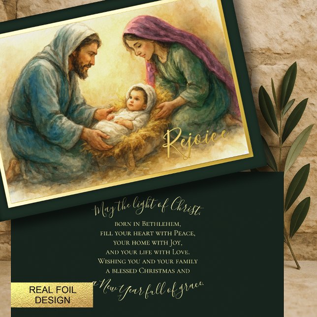 Painted Style Nativity Scene Holiday Card (Creator Uploaded)
