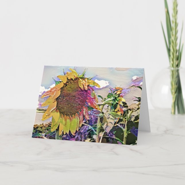 Painted Summer Sunflowers Art Card (Front)