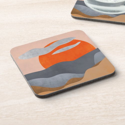 Painted Sun clouds and water Beverage Coaster