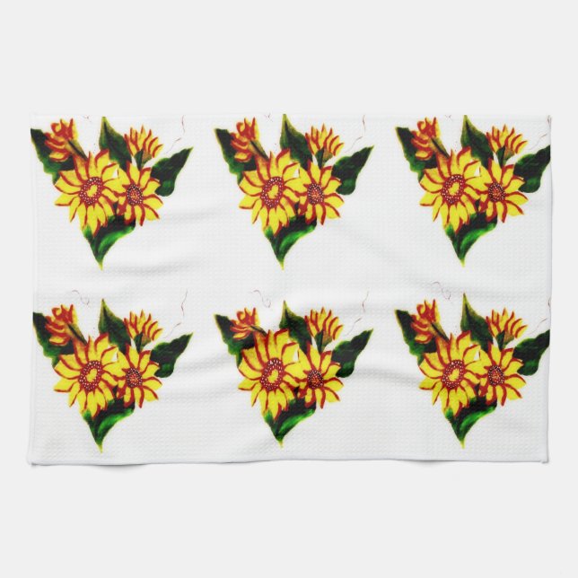 Painted Sun Flowers Towel (Horizontal)