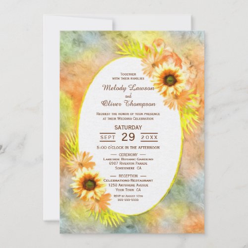 Painted Sunflower Floral Wedding Invitation