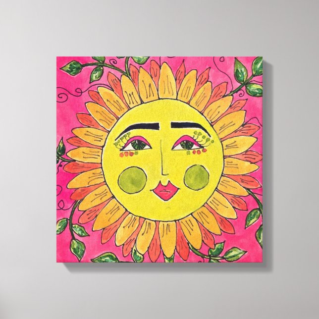 Painted Sunflower Flower Girl Canvas Art (Front)