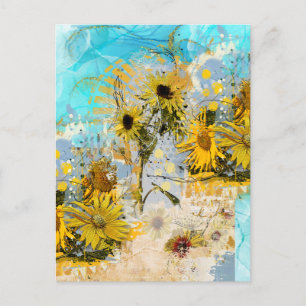Painted Sunflowers Coaster Postcard