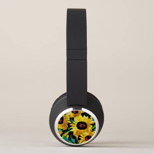 Painted Sunflowers Custom  Bluetooth Headphones (Left)