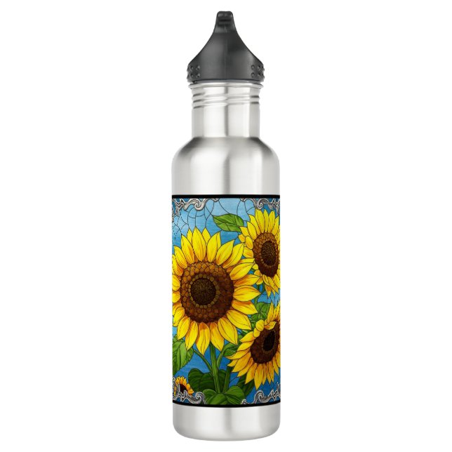 Painted Sunflowers  Stainless Steel Water Bottle (Right)