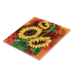 Painted Sunflowers Tile
