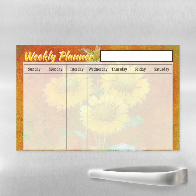 Painted sunflowers weekly planner  magnetic dry erase sheet (In Situ)