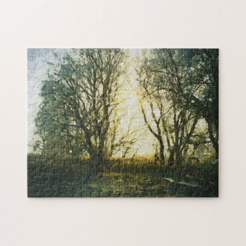 Painted sunrise in winter morning jigsaw puzzle