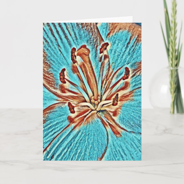 Painted Tapestry Flower Blossom Art Note Card (Front)