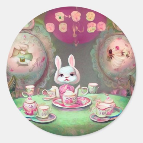 Painted Tea Party Classic Round Sticker