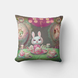Painted Tea Party Throw Pillow