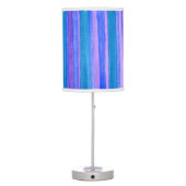 Painted Teal, Blue, Purple Stripes Table Lamp (Back)